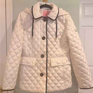 Kate Spade Cream Quilted Jacket with Black Trim